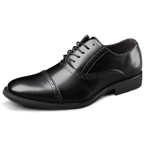 Men's Dress Cap Toe Shoes Classic Oxfords Business Lace Up Formal Shoes
