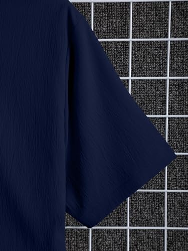 Image of ROYALICA Regular Fit Self Design Solid Spread Collar Casual, Formal Shirt for Men | Shirt for Men, Shirt for Men Design, Shirt, Shirt Gents, Shirts for Men (M, Navy Blue)