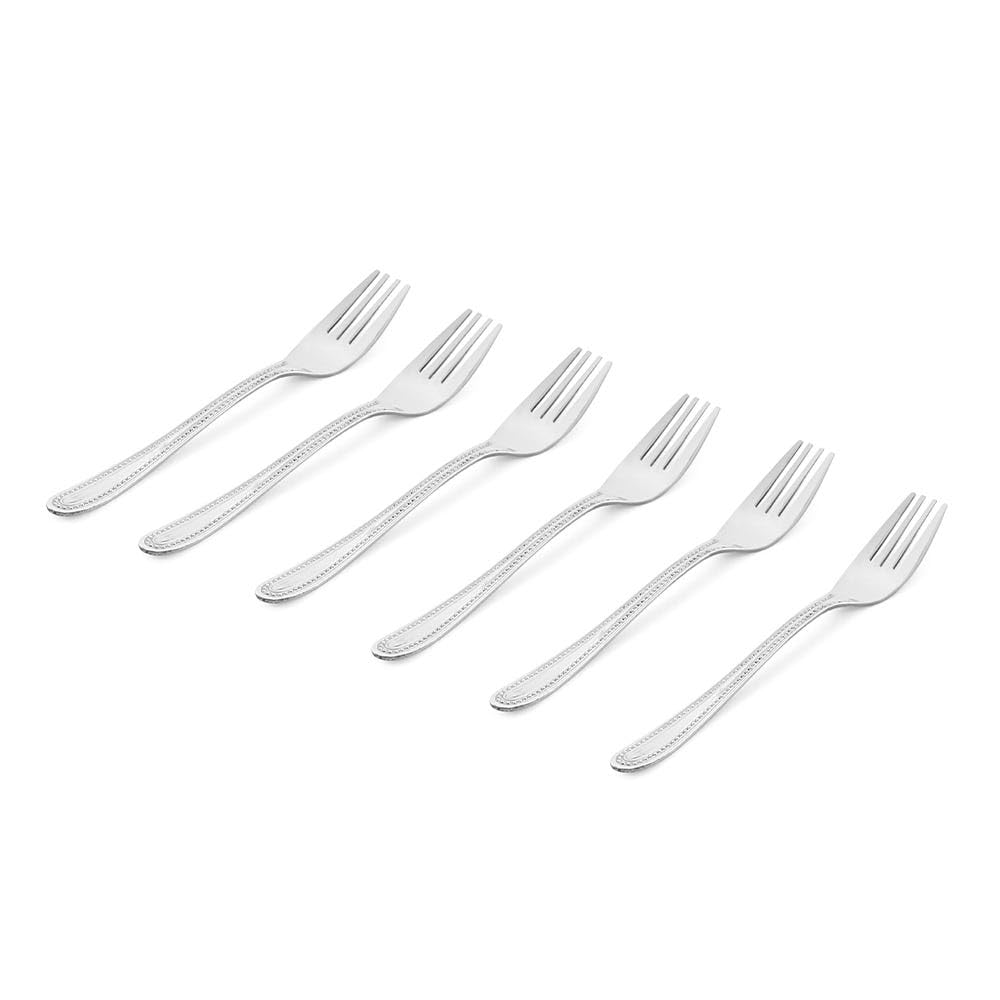 Homes r us Natalia 6-Piece Cake Fork Set, Silver - 15 cm