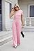 Nimsruc Women's 2 Piece Lounge Sets For Women Summer 2025 Ruched Short Sleeve Tops Wide Leg Pant Sets Tracksuit Pink XS