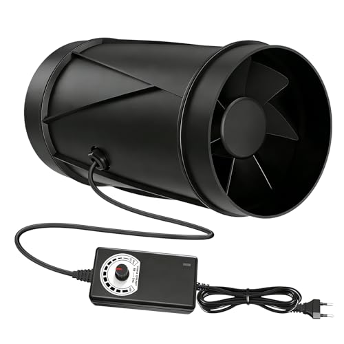 Ventilador de tubo de 150 mm, 587 m³/h, ventilador de salida de humo regulable para circulación del aire en jardín de invierno, sótano, taller y tienda de cultivo, ventilador con regulación de