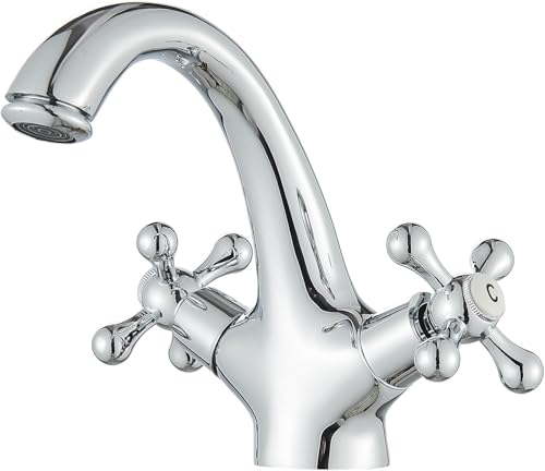 Saeuwtowy Salle de bain Mélangeur Lavabo Fixe Chromé Style Rétro Aérateur Économie d’Eau...