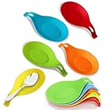 Amplio uso: cuchara de silicona para utensilios de cocina, gadgets, cubiertos de mesa, para colocar tu cuchara, cepillo, utensilios y así sucesivamente, para mantener tu estufa, mesa, encimera limpia. Proporciona un lugar dedicado para descansar tu cuchara o utensilio mientras protege tu encimera.