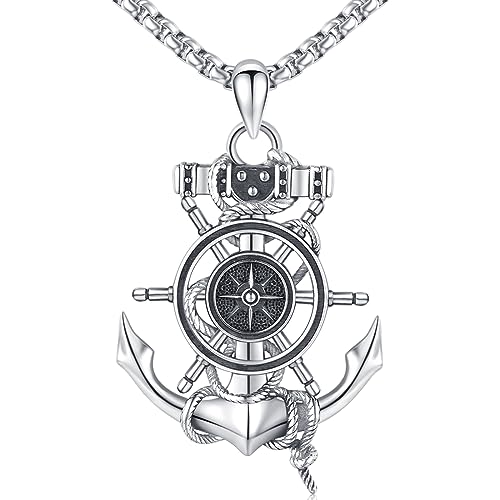 Sterling Silver Nautical Anchor Necklace for Men & Women - Inspirational Jewelry Gifts for Travelers, Graduates & Sailors