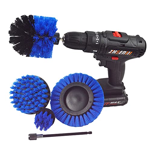 Brosses pour Perceuse 5 pièces, 4 sans Fil Power Scrubber Brosse de Nettoyage pour Perceuse avec 1 Rallonge pour Salle de Bain, Cuisine, Sol, Carreaux et Voiture (Bleu) Cover