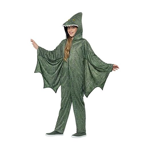 Smiffy'S 45282S Disfraz De Dinosaurio Pterodáctilo Con Traje Entero Con Capucha Y Alas, Verde, S - Edad 4-6 Años