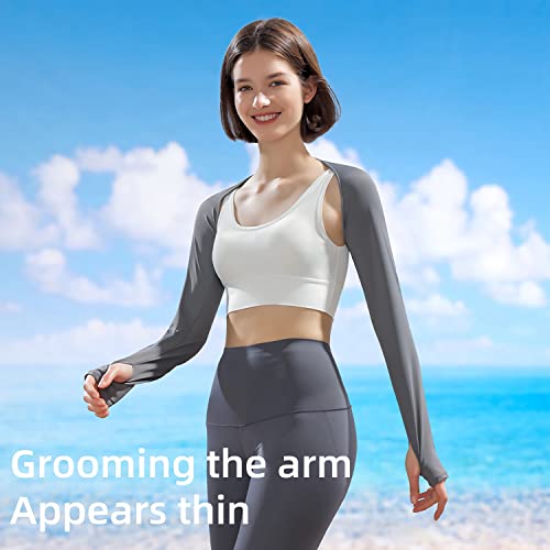 JEONEKID Cooling Shawl Arm Sleeves with Finger Holes for Women Anti-UV Protection, Sun Protection Cooler Shrug for Golf3