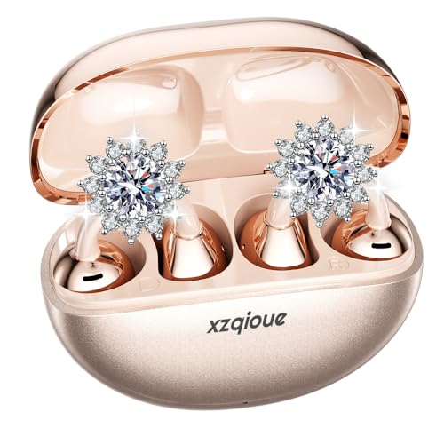 xzqioue Jewelry-Inspired Clip On Earbuds,Comfortable Fit Open Ear Clip-On Headphones,Wireless Bluetooth Ear Cuff Headphones for Women,Mini Wireless Earrings Earbuds for Running, Office, Sport & Gift