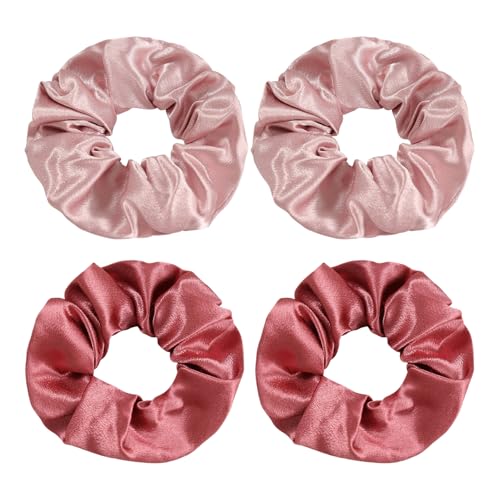 4 Pezzi Di Elastici Per Capelli Retrò, Elastici Per Capelli In Raso, Accessori Per Capelli In Tinta Unita, Elastici Per Capelli, Accessori Per Capelli Da Donna, Accessori Per Capelli