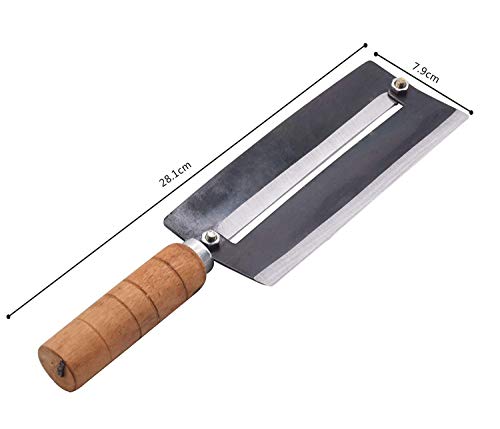 Image of P-PLUS INTERNATIONAL Planer Knife, Pineapple Pineapple Peeling Knife, Sugarcane Peeling Knife, Iron and Natural Non-Slip Wooden Wood Straight Handle Anti-Slip Knife(Pack of 2)
