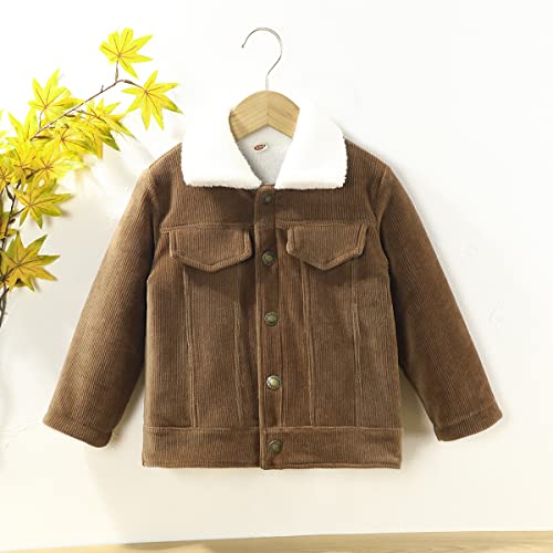 Fvzbovte Toddler Baby Boy Sherpa Lined Jacket Winter Thick Outerwear(Brown,18-24 Months) #TOP1