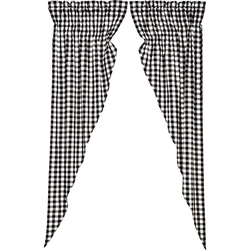 VHC-Brands-Annie-Buffalo-Check-Cotton-Farmhouse-Curtains-Rod-Pocket-Drawstring-Ties-Prairie-Panel-Pair-84x36x18-Black VHC Brands Annie Buffalo Check Cotton Farmhouse Curtains Rod Pocket Drawstring Ties Prairie Panel Pair 84x36x18 Black