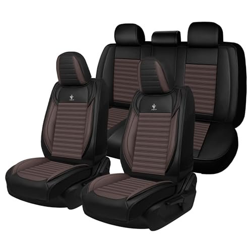 Image of Car Seat Cover for Chevy Equinox 2005-2026 Black&Coffee 5 Seat | Nappa Leather Car Seat Protector,Fashion Anti-Slip Waterproof Breathable Easy to Install, Auto Interior Accessories(Full Set)