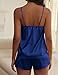 Ekouaer Satin Pajama Sets for Women 2 Piece Silky Cami Pj Set Soft Nightwear Lingerie Sleepwear Set Navy Blue X-Large