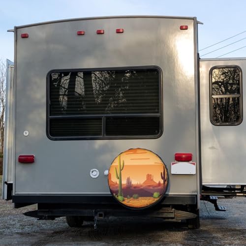 Image of Desert Cactus Spare Tire Cover Dust-Proof Wheel Tire Cover Fit Trailer, RV, SUV and Many Vehicle 16 Inch