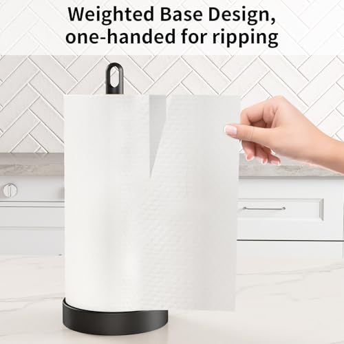 STWWO Black Paper Towel Holder Countertop, 2.68lbs Freestanding Paper Towel Holders with Weighted Base, Stand Up Papertowel Holder for Kitchen Counter Top — view 2