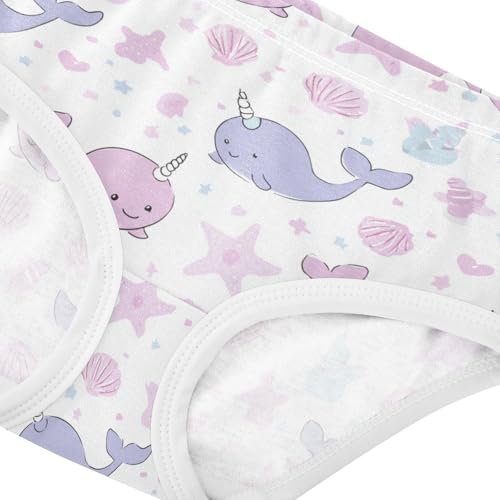 Wusikd Cute Pink Nawhal Girls' Underwear Cotton Girls Briefs Soft Toddler Underwear 2T4