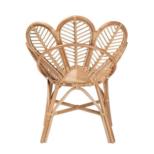 bali & pari Eliava Modern Natural Rattan Flower Accent Chair in Brown - Image 6