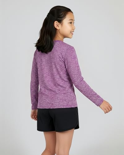 Image of Real Essentials 4 Pack: Girls' Dry-Fit Long Sleeve Crew Neck T-Shirt - Athletic Activewear Soccer Top for Teens Kids Youth