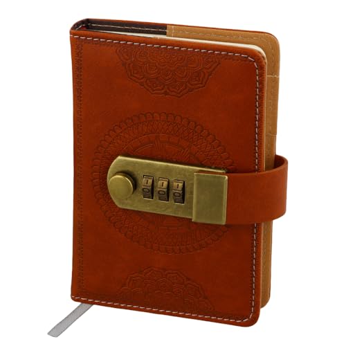 Journal Intime Code, Journal en Cuir PU avec 240 Pages, Vintage Diary avec Serrure pour étudiant Homme Femme, Mini Livre Carnet Secret Portable pour Bureau...