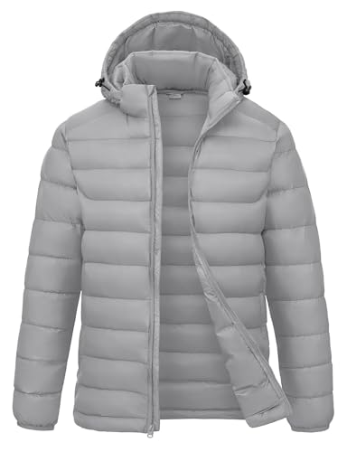 Image of Rdruko Men's Puffer Jacket with Detachable Hood Lightweight | Water Resistant, Insulated, Winter Puffy Coat, 4 Pockets