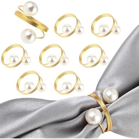 Mabor Gold Pearl Napkin Rings Set of 8 Cover