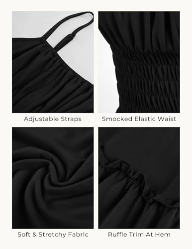 Image of GRACE KARIN Women's Summer Maxi Dress 2026,Smocked Ruched Bust Sundress with Adjustable Straps & Pockets-Beach Vacation Dress