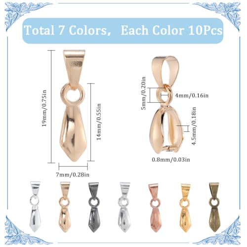 SOFPLATE 1 Box 70Pcs 7 Colors jewellery Findings Pinch Bails Metal Pinch Clip Bail Clasp Dangle Bead Necklace Pendant Connector for jewellery Making Clasps Supplies DIY Necklace Earrings Bracelet - Image 2