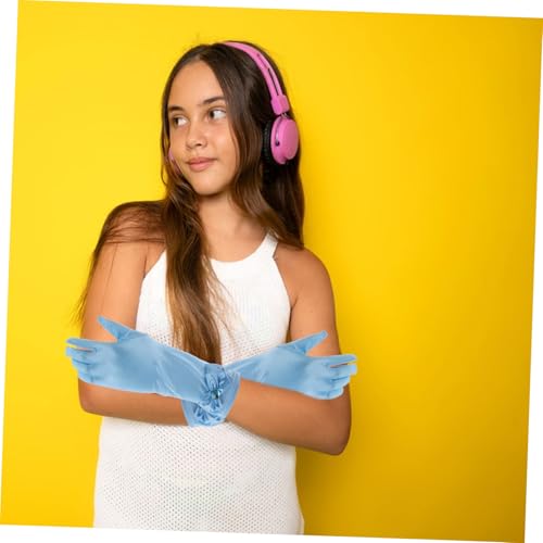 1pair Satin Gloves for Boys and Girls Elegant Bow Design for Princess Cosplay Halloween Parties and Ballet Comfortable and Material4