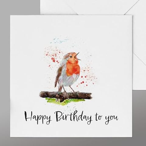 Classic Hand Painted Robin Birthday Card Cover