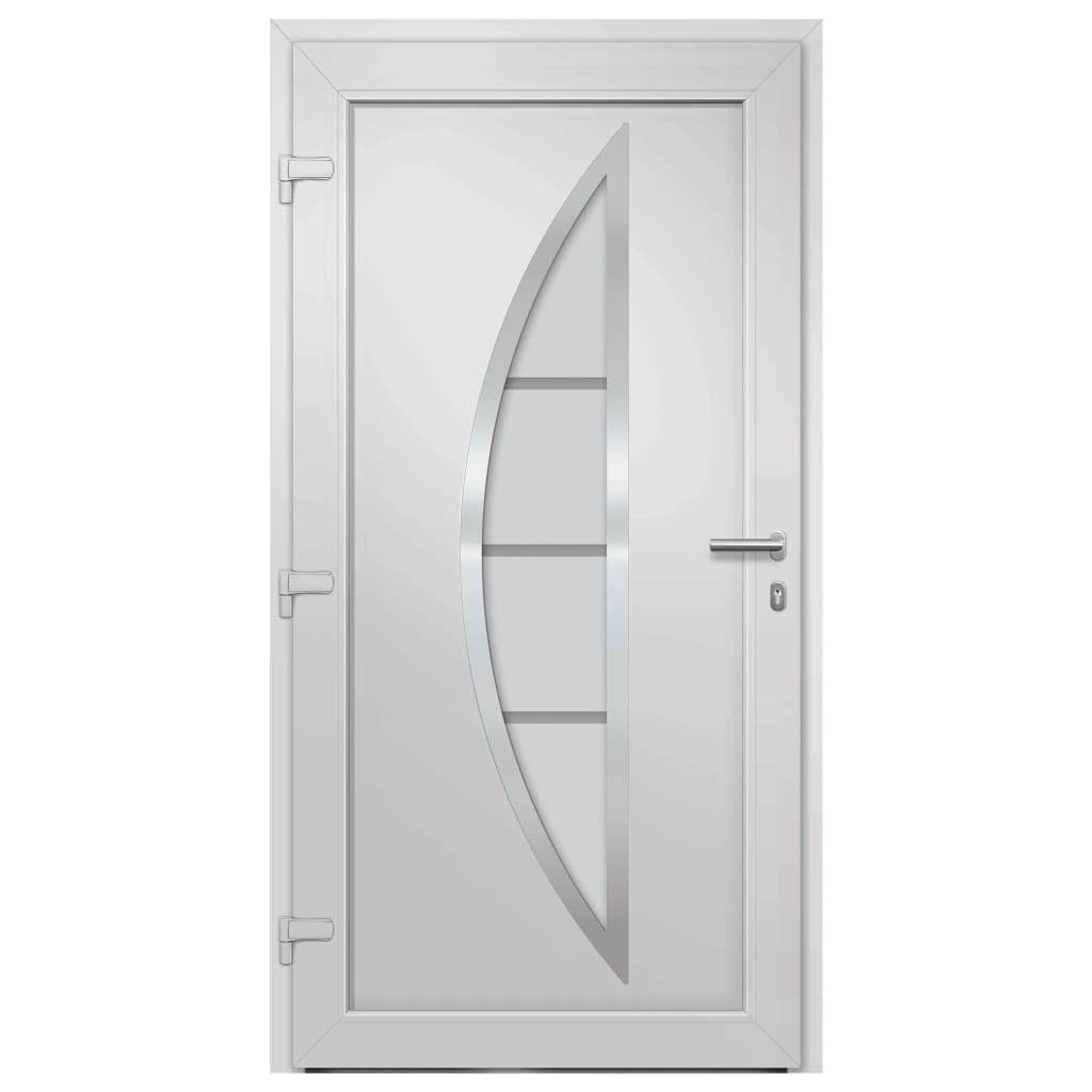 Porta di casa in PVC bianco, 88 x 200 cm, 70 mm, chiusura a 5 punti, cerniere 3D, vetri isolanti, kit completo per ingresso sicuro
