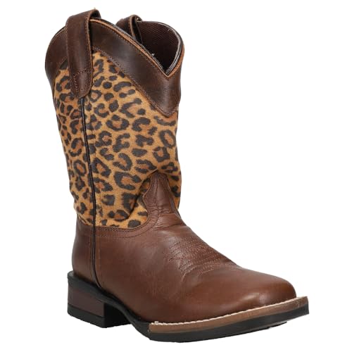 Roper Girls Monterey Leopard (Toddler/Little Kid) Western Boot, Brown, 92
