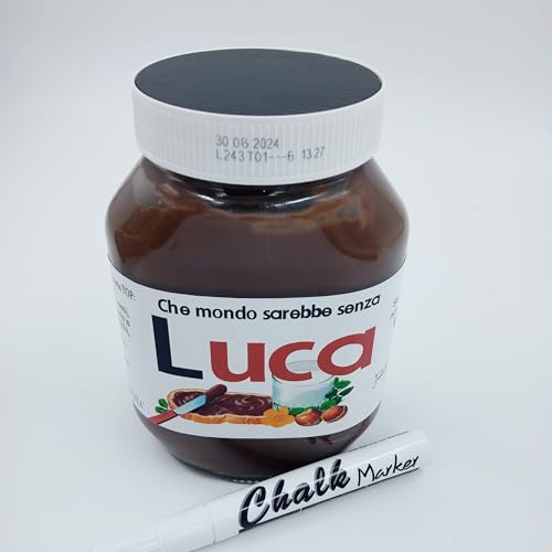Idea Regalo Sweet personalizzato da | Nutella 950gr. / 1kg | Ideale per tutti gli eventi | Barattolo crema spalmabile personalizzato testo frontale e tappo lavagna cancellabile