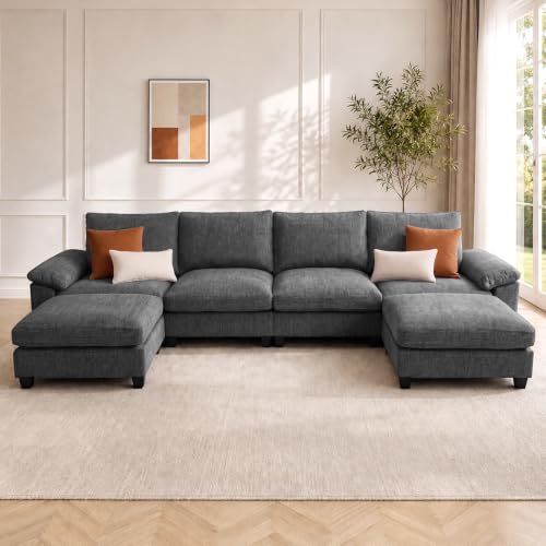 Image of Sectional Couches for Living Room, 141 inch U Shaped Cloud Sofa & Couch