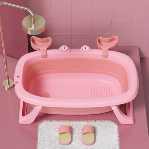 Girlmarryペット用バスタブ柔らかいクッション付きのポータブル子犬用バスタブ簡単にお風呂に入れて簡単に保管できる小型および中型ペット用の犬用バスタブ排水穴付き折りたたみ式犬用品 洗面器 折りたたみ式 猫 ペット (ピンク)