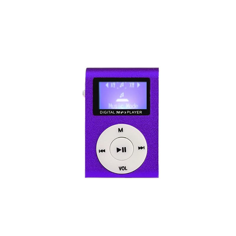 mini mp3 player | back-clip music player with lcd screen & earphones, ideal for walking & running