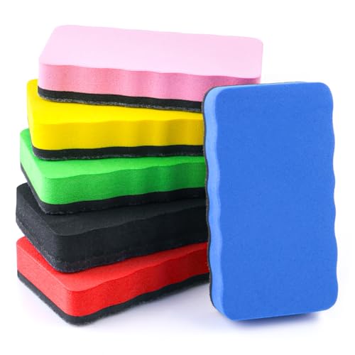 Image of HJZHII 6 Pcs Magnetic Whiteboard Eraser, Colorful Dry Eraser with Thick Felt Pad Office Erasers Whiteboard Dry Erasers for Home Office (10.2 x 5.5 x 2cm)