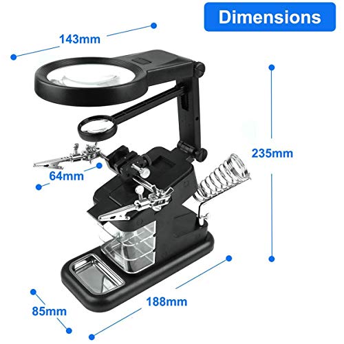 Estação de solda de amplificador de mão de ajuda, terceira mão de luz LED, 10 LEDs 3X/4.5X/25X supor
