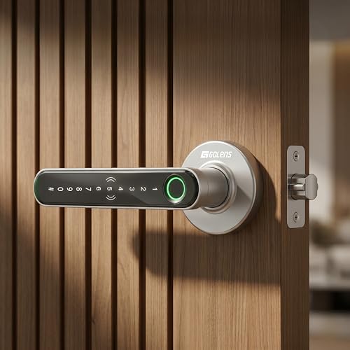 Image of Golens X39 Smart Door Lock | 6 Unlock Ways: Fingerprint, Password, RFID, OTP & Key | Anti-Peep Code | Passage Mode | Digital Door Knob for Home, Office l (Silver)