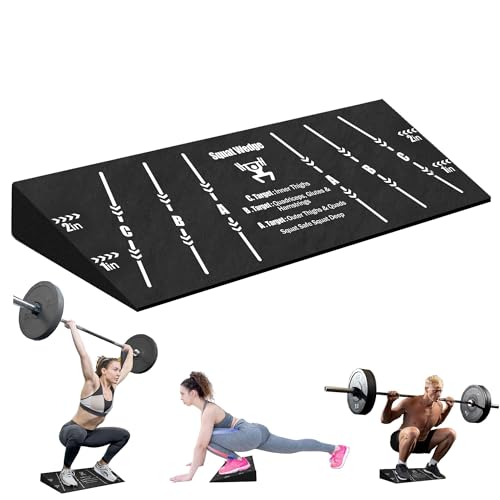 Squat Wedge Block One Piece: Heel Elevated Slant Board for Squats Exercises Deadlift Weightliting for Home & Gym with Guide