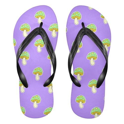 Mushroom Green Flip Flops for Beach Thong Sandals Anti-slip Lightweight Shower Shoes for Summer Swim Travel