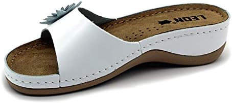 LEON 915 Leather Slip-on Womens Ladies Sandals Mule Clogs Slippers Shoes, White, 40 EU (9.5 M US Women) | Image 1