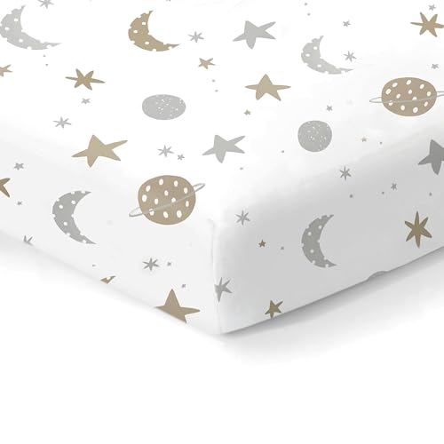 100% Organic Cotton Fitted Sheets for Standard Crib and Toddler Mattresses/Pads 28” x 52” and up to 6” Thick. Boys and Girls. Compatible with...
