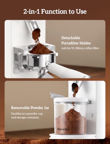 Image of Neretva Stainless Steel Espresso Grinder with Portafilter Holder, White