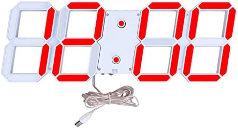 3D Digital Wall Clocks, 3D Design LED Wall Clock Multilingual Transparent Display for Home Decoration (US Plug)