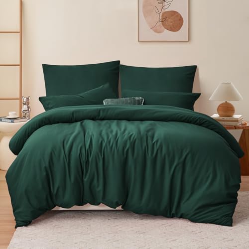RUIKASI Bettwäsche 200x220 3teilig Grün - Dunkelgrün Mikrofaser...