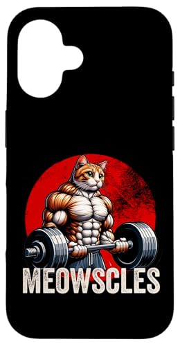Funny Cat Meowscles W EGCgteBO LD j j̎q X}zP[X iPhone 16 p