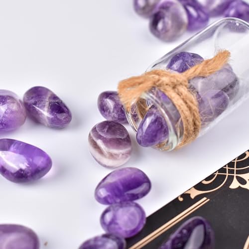 Image of Polished Amethyst Crystal Chips Set, 0.4 inch, 128 Pcs - Handpicked Tumbled Stones and Crystals Bulk for Healing, Reiki, Meditation, Witchcraft and Home Decor
