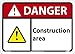 NMC DGA104AB Danger - Construction Area Sign - 14 in. x 10 in. Aluminum Danger Signage with Safety Alert Symbol, Black/White Text on White/Red Base