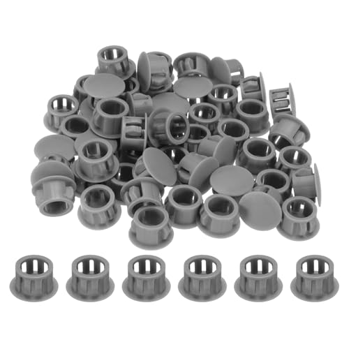 Image of uxcell 100pcs Nylon Plastic Hole Plugs, 1 /2 inch (13mm) Round Drill Screw Hole Plugs Covers, Deep Grey